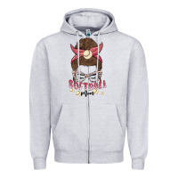 Heather Grey softball mom Zipper Hoodie - MaliasSmallBusiness