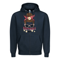 Navy softball mom Zipper Hoodie - MaliasSmallBusiness