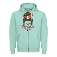 Seafoam softball mom Zipper Hoodie - MaliasSmallBusiness