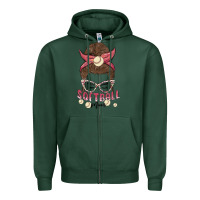 Sports Green softball mom Zipper Hoodie - MaliasSmallBusiness