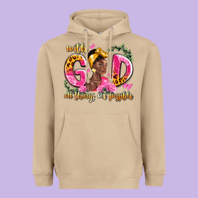 With God All Things Are Possible Black Woman Heavyweight Hoodie Designed By Lillyallendesigns