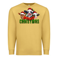 Antique Gold Mooey Christmas Cows Premium Sweatshirt - LillyAllenDesigns