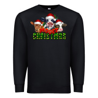Black Mooey Christmas Cows Premium Sweatshirt - LillyAllenDesigns