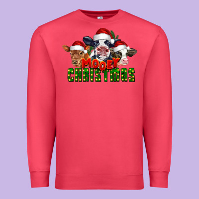 Mooey Christmas Cows Premium Sweatshirt Designed By Lillyallendesigns