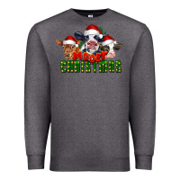 Charcoal Heather Mooey Christmas Cows Premium Sweatshirt - LillyAllenDesigns
