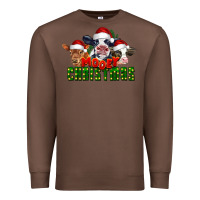 Chestnut Mooey Christmas Cows Premium Sweatshirt - LillyAllenDesigns
