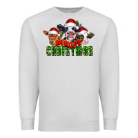 Dove Grey Mooey Christmas Cows Premium Sweatshirt - LillyAllenDesigns