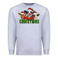 Heather Grey Mooey Christmas Cows Premium Sweatshirt - LillyAllenDesigns