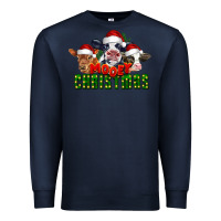 Navy Mooey Christmas Cows Premium Sweatshirt - LillyAllenDesigns
