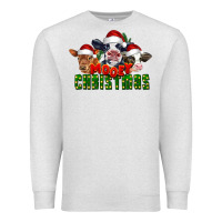 Oatmeal Heather Mooey Christmas Cows Premium Sweatshirt - LillyAllenDesigns