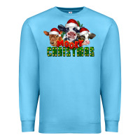 Ocean Blue Mooey Christmas Cows Premium Sweatshirt - LillyAllenDesigns