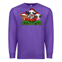 Purple Mooey Christmas Cows Premium Sweatshirt - LillyAllenDesigns