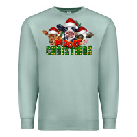 Seafoam Mooey Christmas Cows Premium Sweatshirt - LillyAllenDesigns