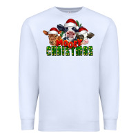 White Mooey Christmas Cows Premium Sweatshirt - LillyAllenDesigns