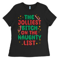Black the jolliest bitch on the naughty list Ladies Tee - MaliasSmallBusiness