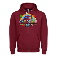 Burgundy childcare life Zipper Hoodie - MaliasSmallBusiness