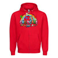 Red childcare life Zipper Hoodie - MaliasSmallBusiness