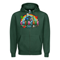 Sports Green childcare life Zipper Hoodie - MaliasSmallBusiness