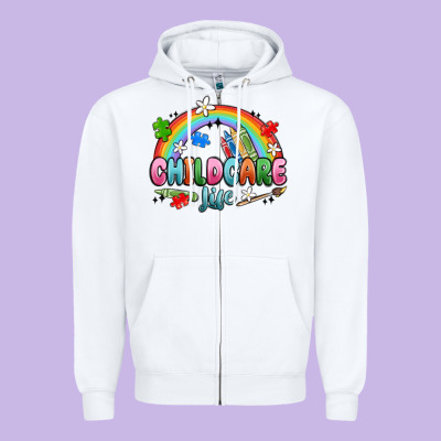 Childcare Life Zipper Hoodie Designed By Maliassmallbusiness