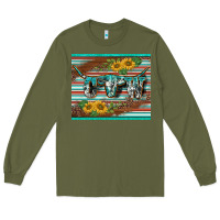 Army Green western cow serape leopard sunflowers mousepad Long Sleeve Tee - BarkalooDesign