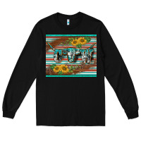 Black western cow serape leopard sunflowers mousepad Long Sleeve Tee - BarkalooDesign