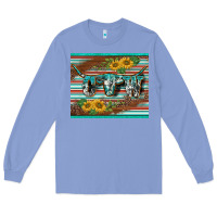 Colony Blue western cow serape leopard sunflowers mousepad Long Sleeve Tee - BarkalooDesign