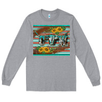 Heather Grey western cow serape leopard sunflowers mousepad Long Sleeve Tee - BarkalooDesign