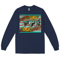 Navy western cow serape leopard sunflowers mousepad Long Sleeve Tee - BarkalooDesign