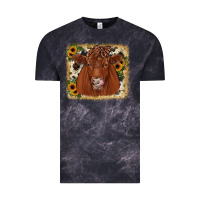 Cloud Black red angus cowhide sunflower Vintage Tee - JahusDesignShop