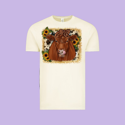 Red Angus Cowhide Sunflower Vintage Tee Designed By Jahusdesignshop
