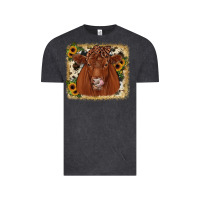 Vintage Black red angus cowhide sunflower Vintage Tee - JahusDesignShop