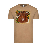 Vintage Coffee red angus cowhide sunflower Vintage Tee - JahusDesignShop