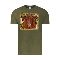Vintage Olive red angus cowhide sunflower Vintage Tee - JahusDesignShop