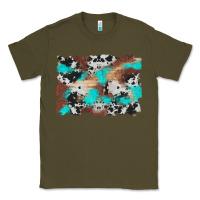 Army Green western cowhide turquoise and wood background Classic Tee - Artiststas