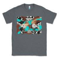 Charcoal Heather western cowhide turquoise and wood background Classic Tee - Artiststas