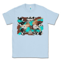 Dusty Blue western cowhide turquoise and wood background Classic Tee - Artiststas