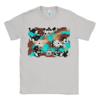 Western Cowhide Turquoise And Wood Background Classic Tee | Teevron