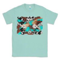 Seafoam western cowhide turquoise and wood background Classic Tee - Artiststas