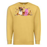 Antique Gold boxer dog with tutu Premium Sweatshirt - LillyAllenDesigns