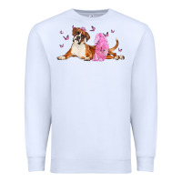 White boxer dog with tutu Premium Sweatshirt - LillyAllenDesigns