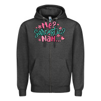Charcoal Heather me sarcastic nah... Zipper Hoodie - MaliasSmallBusiness