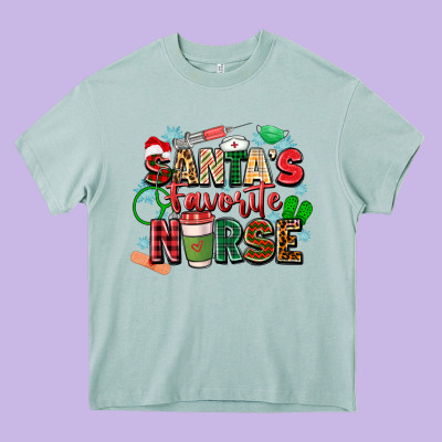 Santa's Favorite Nurse Heavy Core Tee Designed By Zillion Design Studio