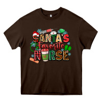 Chocolate Brown santa's favorite nurse Heavy Core Tee - Zillion Design Studio