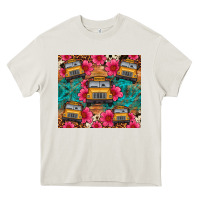 Cream school bus leopard cowhide Heavy Core Tee - Artiststas