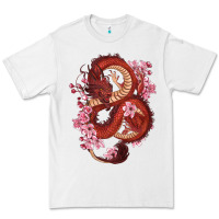 White red dragon and sakura cherry blossoms Premium Tee - RanaPortraitStore