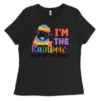 Black i'm the rainbow sheep of the family Ladies Tee - MaliasSmallBusiness