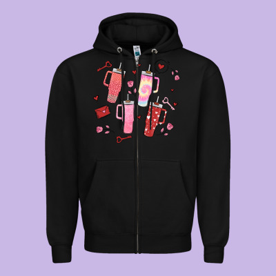 Cup Disorder Valentine's Day Zipper Hoodie Designed By Maliassmallbusiness