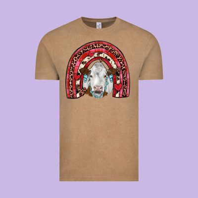 Valentines Simmental  Rainbow Vintage Tee Designed By Jahusdesignshop