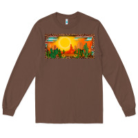 Chestnut western  sunset cactus leopard serape   license plate template Long Sleeve Tee - BarkalooDesign