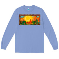 Colony Blue western  sunset cactus leopard serape   license plate template Long Sleeve Tee - BarkalooDesign
